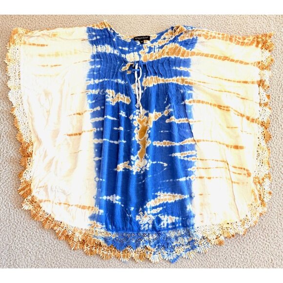 Spiaggia Dolce Top Crochet Tie Dye Front Oversized Beach Coastal Boho - Picture 1 of 16